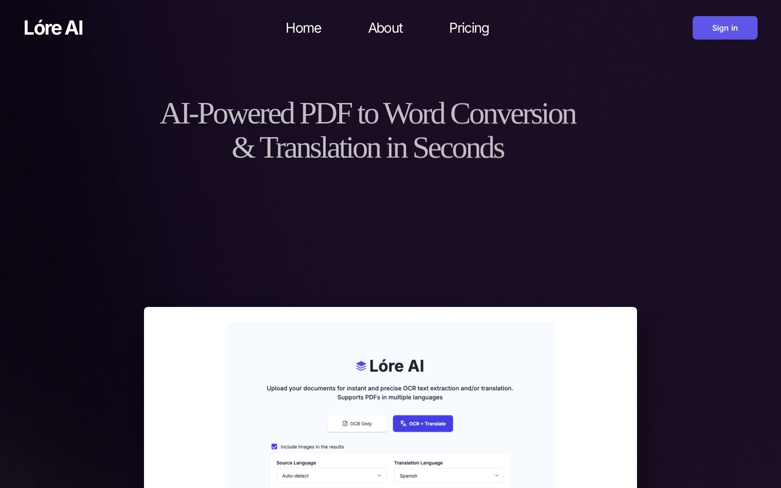 Lóre AI Lóre AI - Convert PDFs to editable Word documents and transl