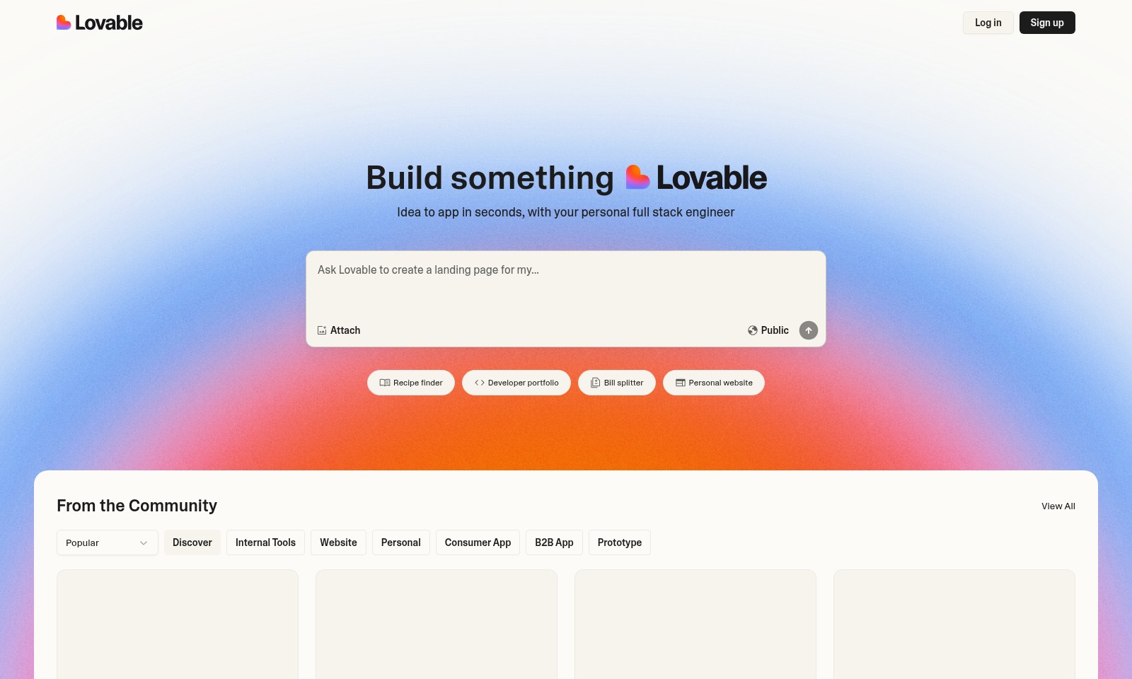 Lovable Lovable - 이 웹페이지는 개인 엔지니어와 다양한 커뮤니티 도구 및 리소스를 제공하여 애플리케이션을 빠