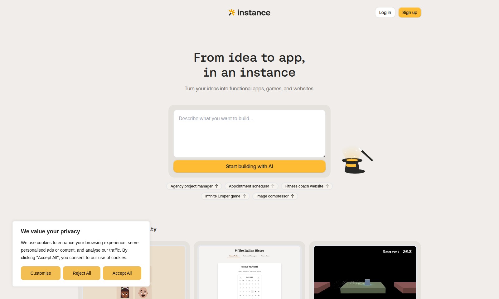 Instance Instance - Wir schätzen Ihre Privatsphäre, während wir Tools