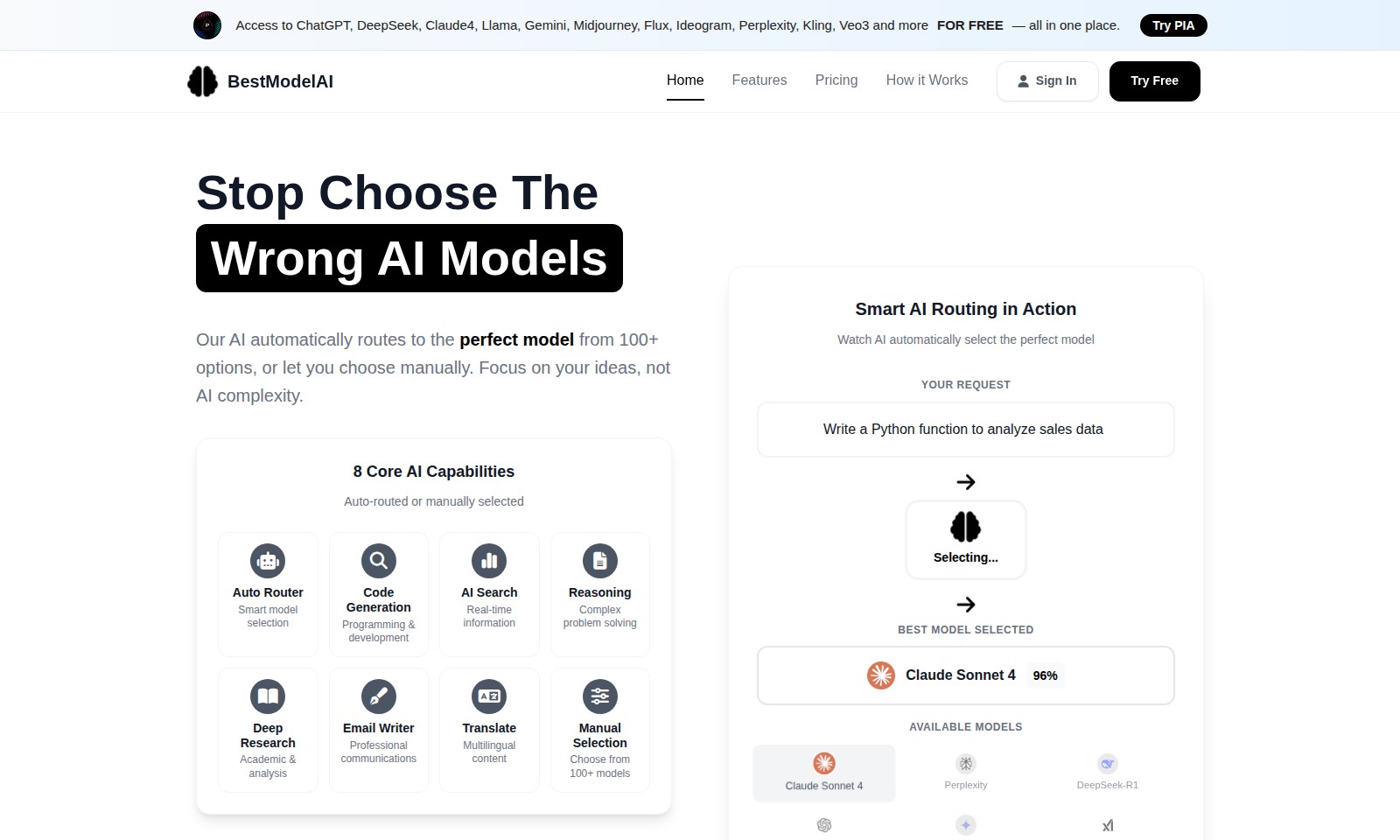 BestModelAI BestModelAI - BestModelAIは、100を超えるオプションからニーズに最適なモデルを自動的に選択することでA