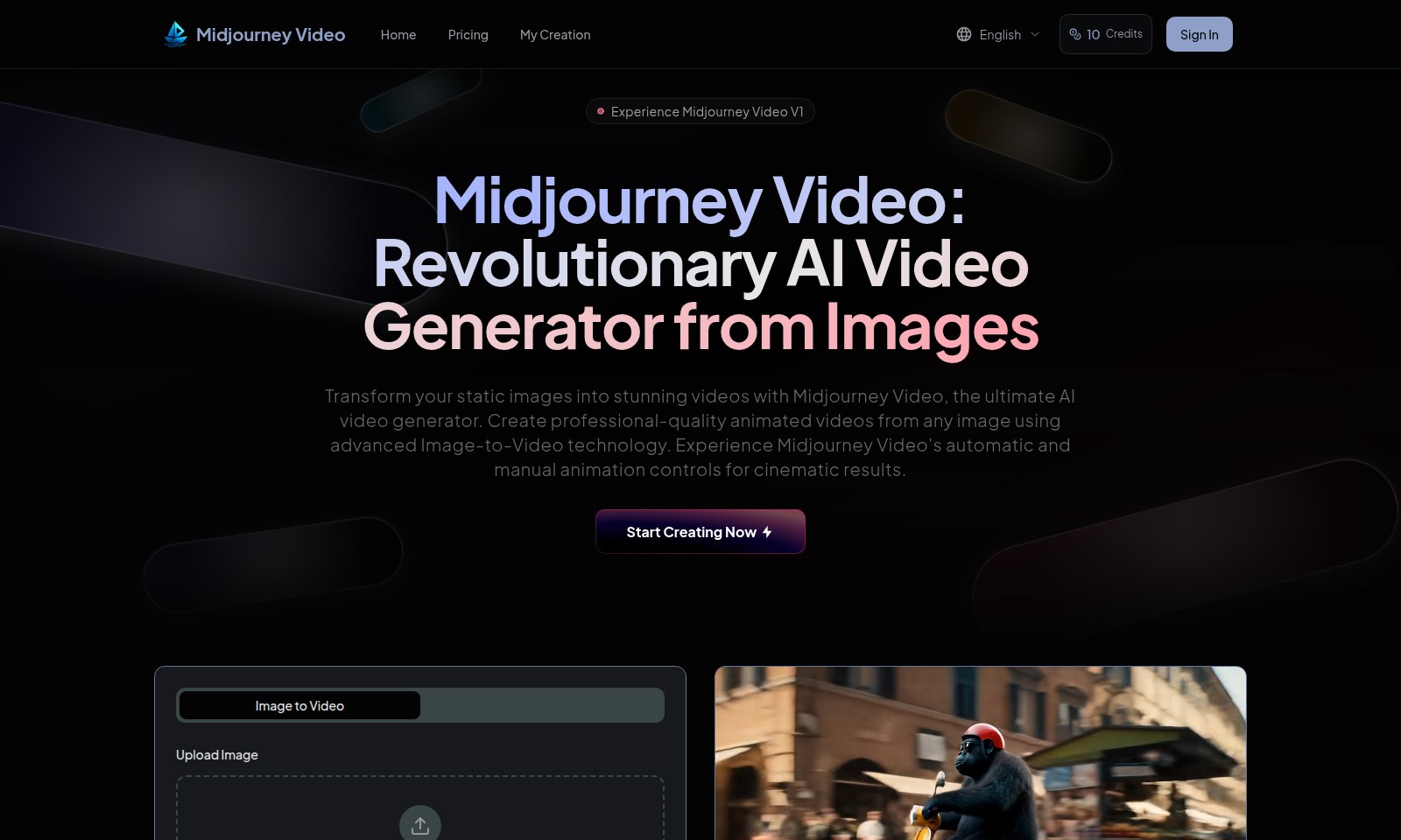 Midjourney Video Midjourney Video - 미드저니 비디오는 창작자들이 고급 AI 기술을 사용하여 이미지를 고품질의 5초 비디오로 변