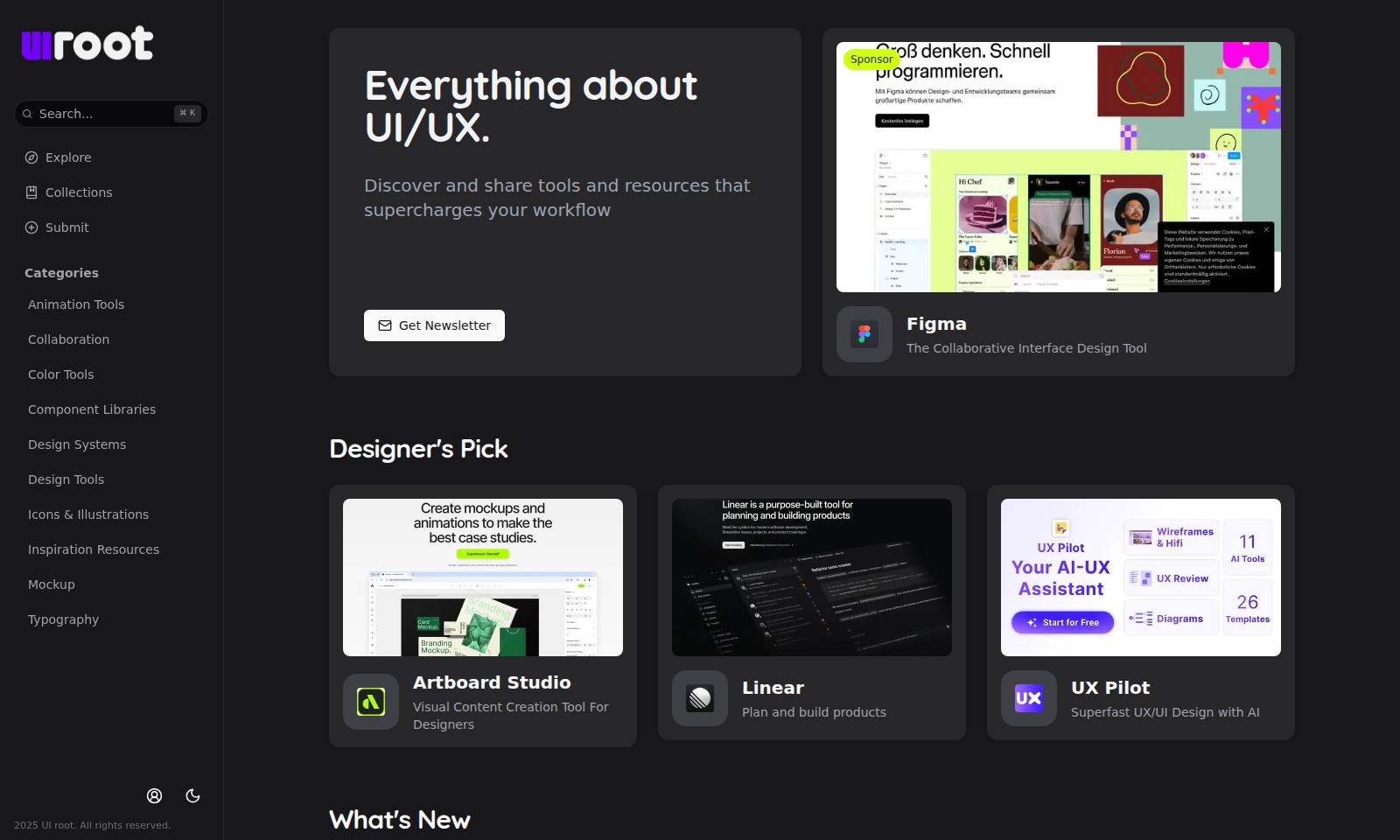 UI root UI root - Un hub complet pour les outils UI/UX, présentant d
