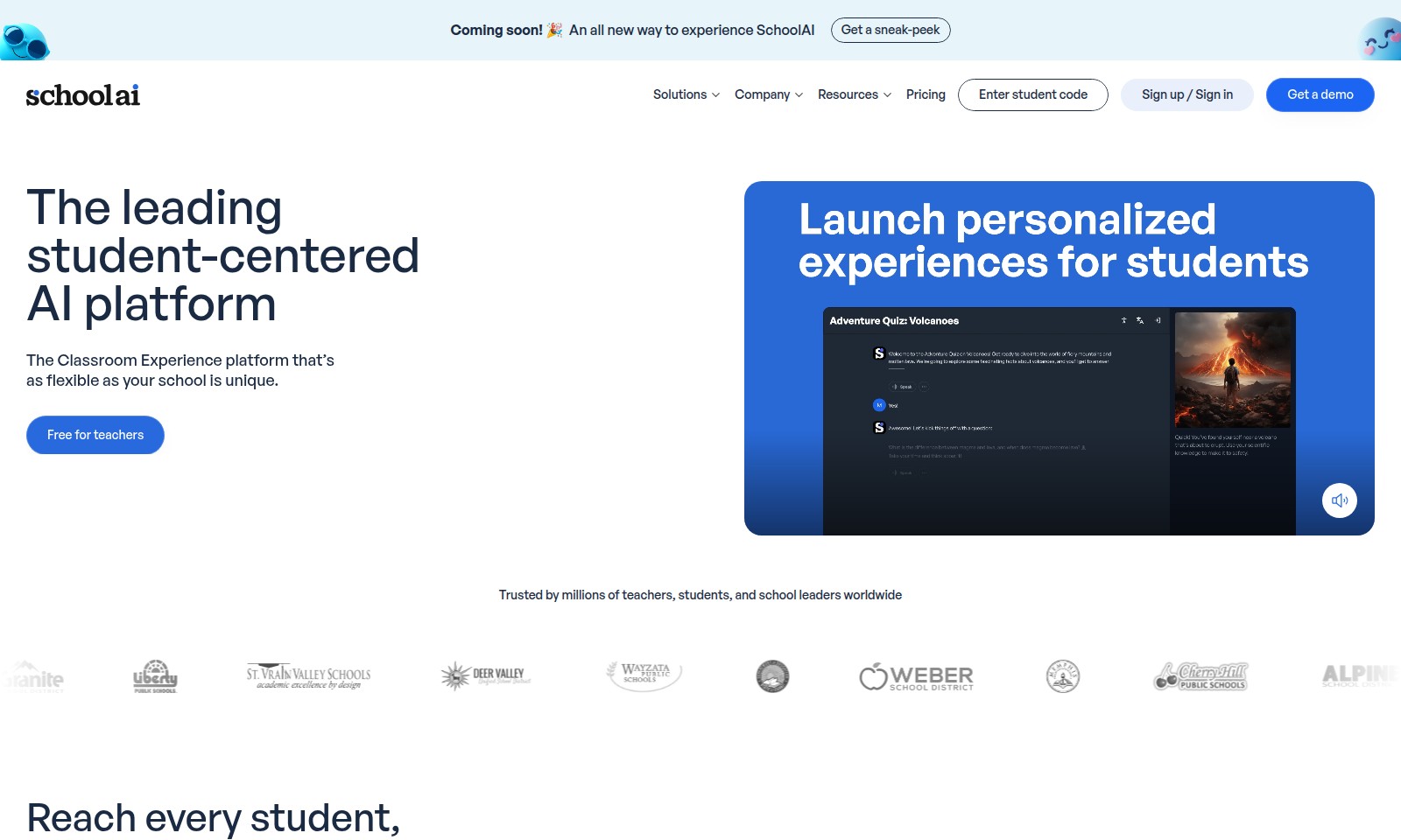 SchoolAI SchoolAI - SchoolAI ofrece una plataforma adaptativa diseñada