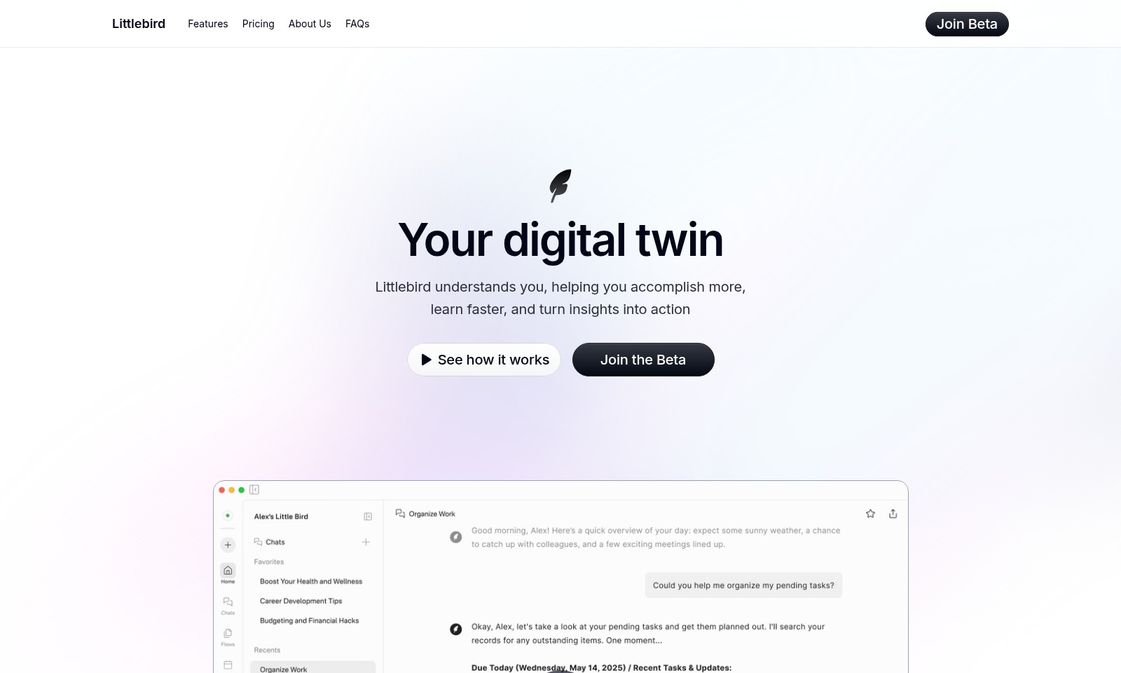 Littlebird Littlebird - Littlebird agit comme votre jumeau numérique, auto