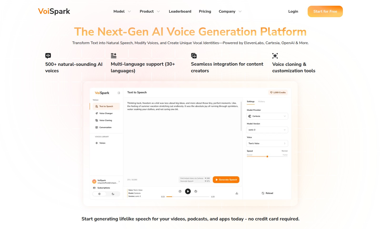 VoiSpark VoiSpark - VoiSpark offre une technologie vocale AI de nouvel