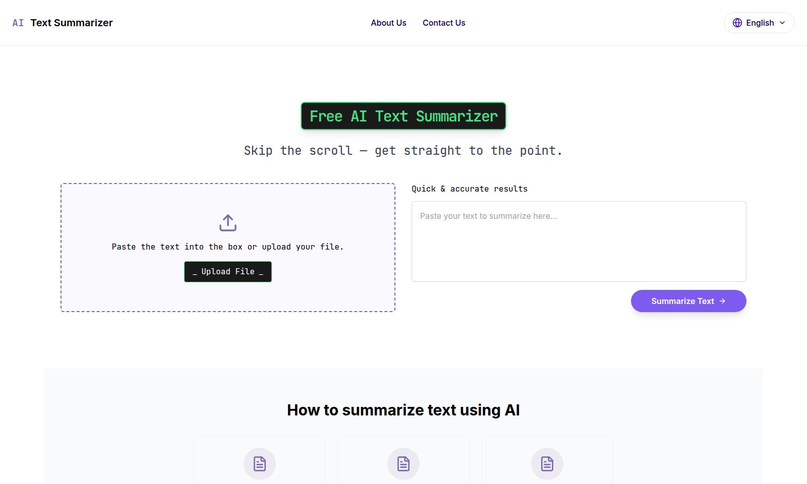 AI Text Summarizer AI Text Summarizer - Notre résumeur de texte IA permet aux utilisateurs
