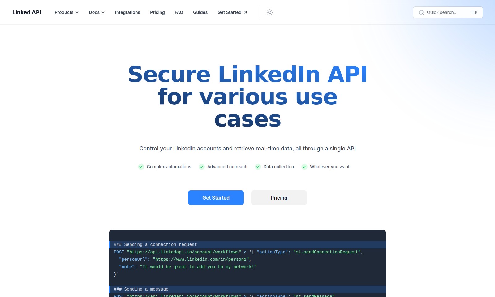 Linked API Linked API - Die Linked API ermöglicht es Benutzern, LinkedIn-K