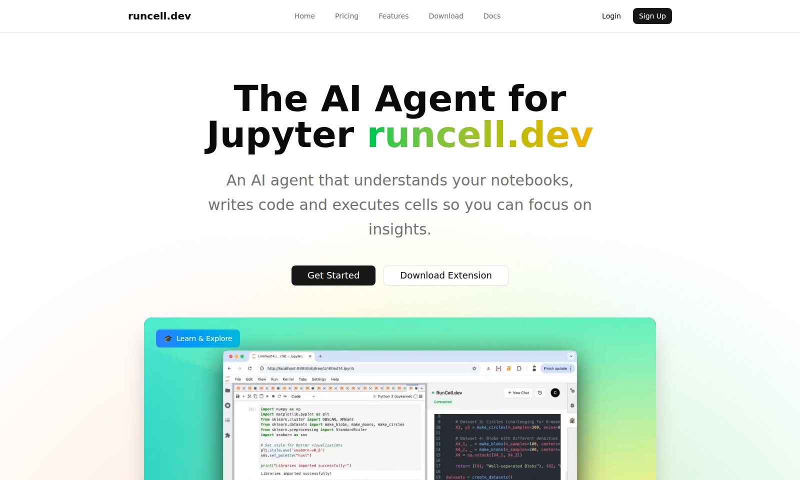 Runcell Runcell - Runcell.dev oferece um agente de IA que executa có