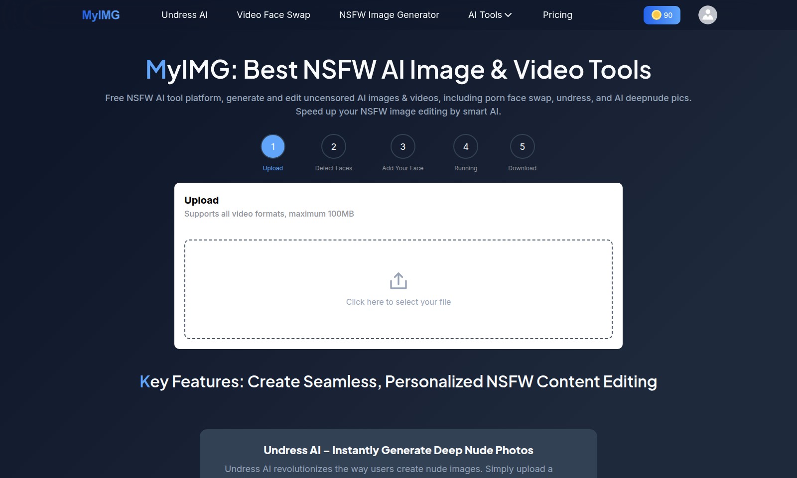 Myimg AI Myimg AI - Undress AIは、シームレスな結果を実現する高度なAI技術を駆使したNSFWコンテンツの生成お