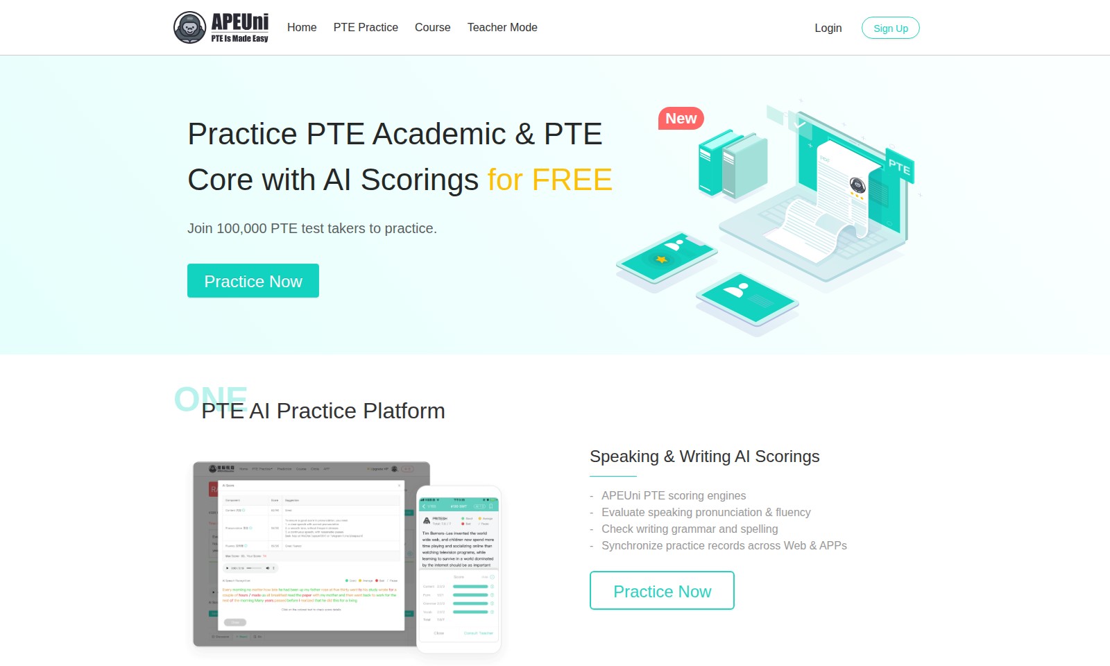 PTE APEUni PTE APEUni - APEUniは、スピーキングとライティングのAIスコアリング、学習資料、および包括的な試験準備資源を