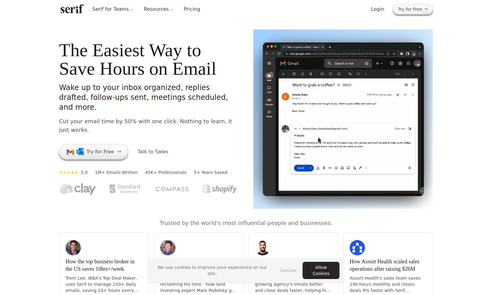 Serif Serif - Serif는 이메일 작업을 간소화하여 사용자가 자동 회신 및 받은 편지함 관리를 통해 매일