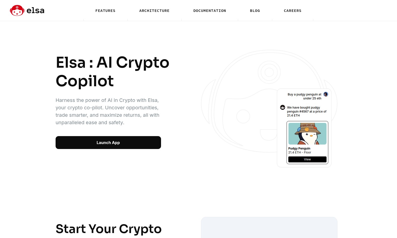 Elsa Elsa - Elsa is an AI-powered crypto co-pilot that simplif