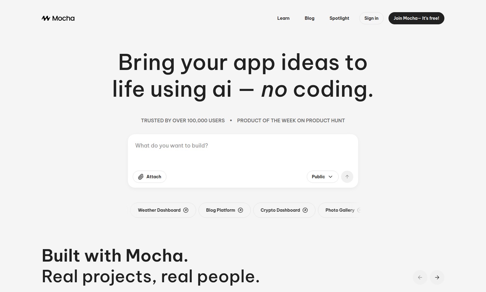 Mocha Mocha - Mocha ist eine KI-gestützte No-Code-Plattform, die