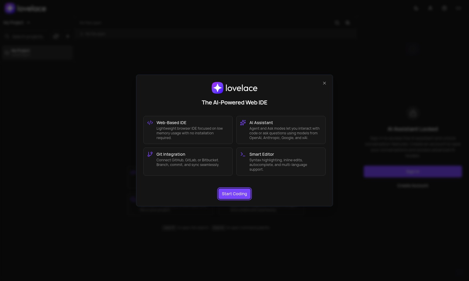 Lovelace Lovelace - Diese Webseite stellt eine webbasierte IDE vor, di