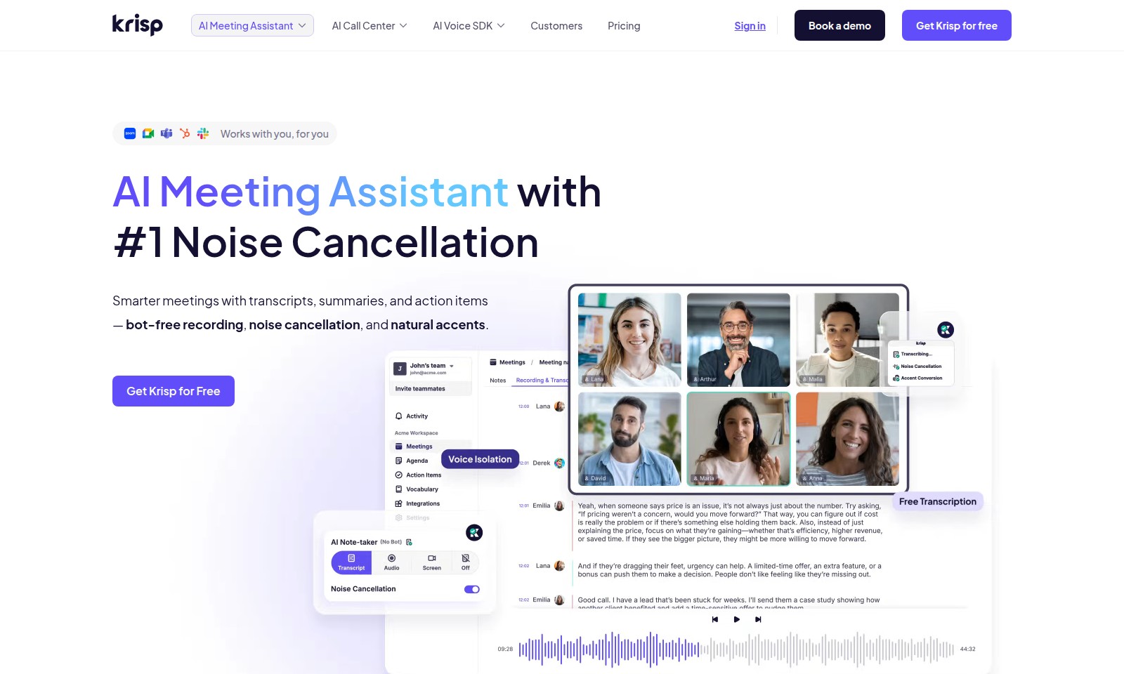 Krisp Krisp - A Krisp oferece ferramentas de IA para cancelament