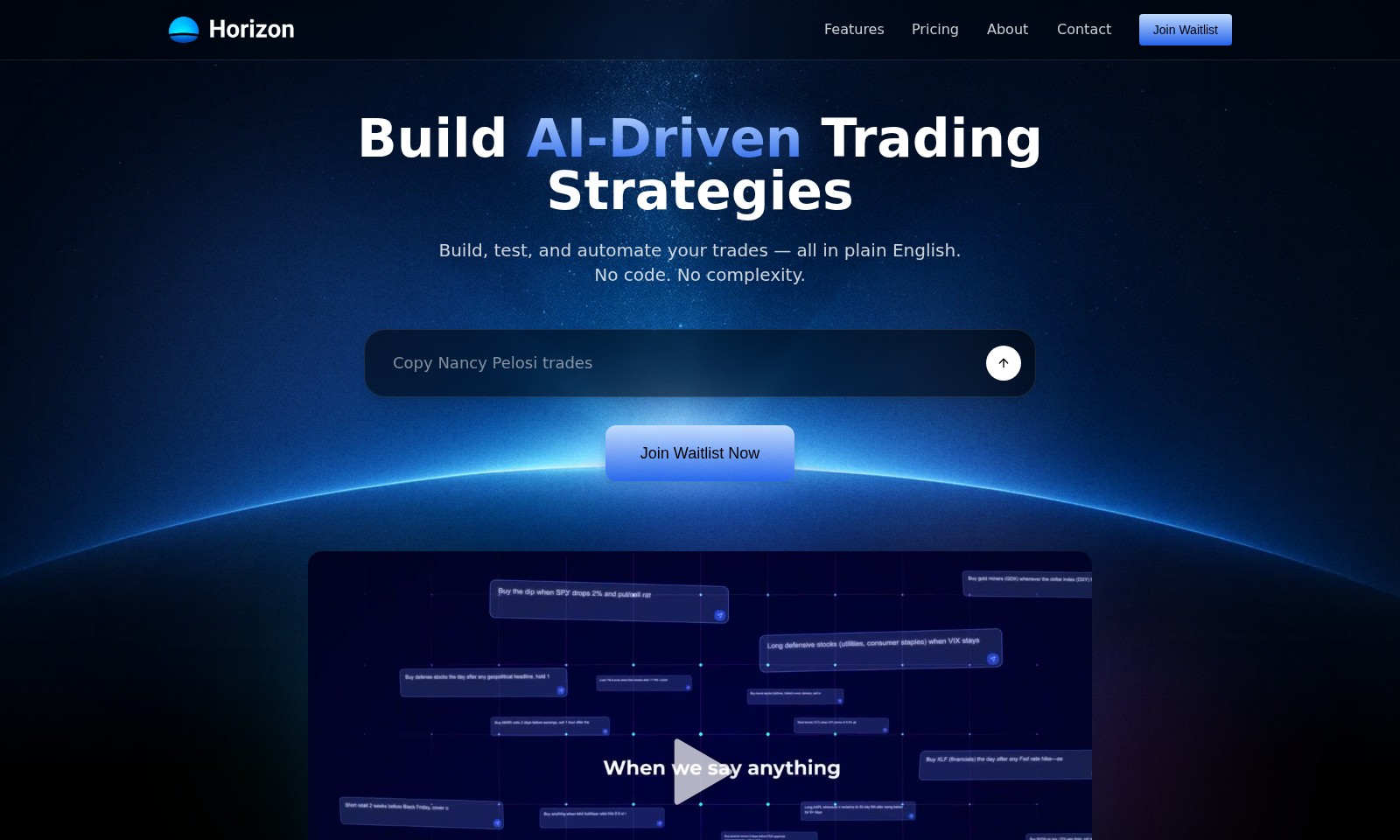 Horizon Horizon - Renforcez votre trading avec l'IA. Construez et te