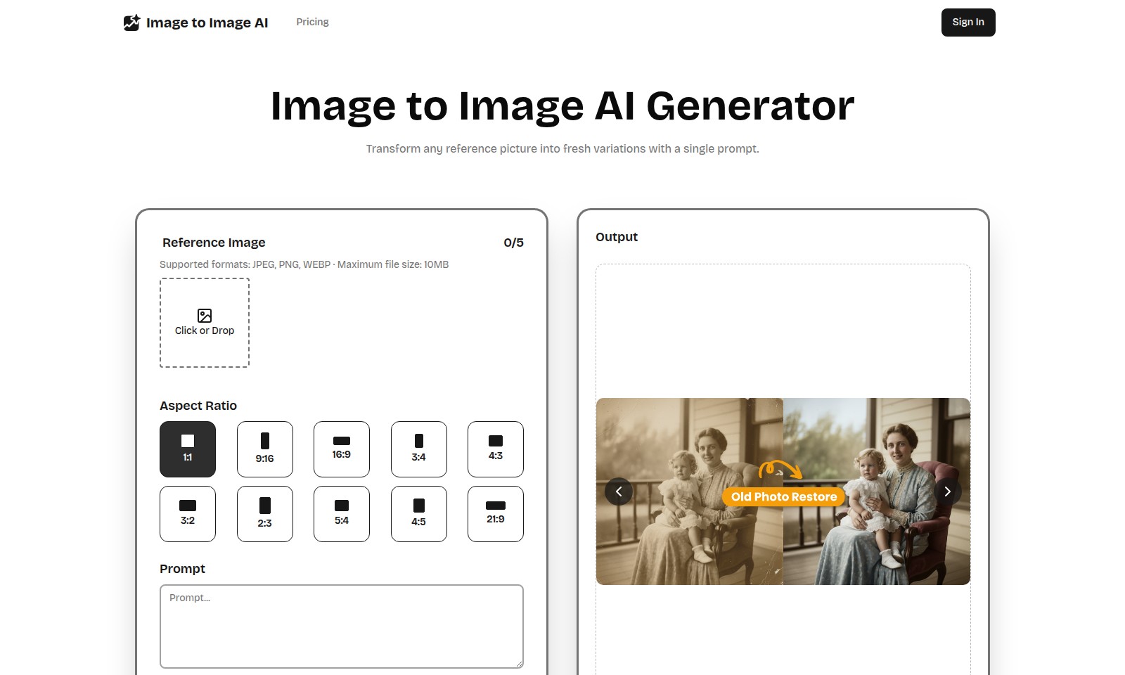 Image to Image AI Image to Image AI - L'IA Image à Image permet aux utilisateurs de modi