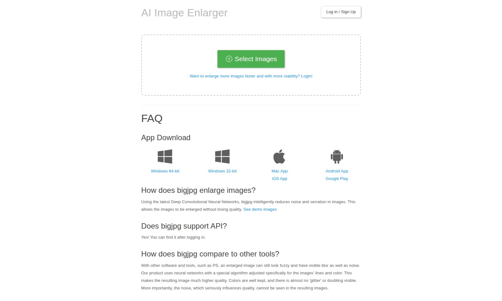 Bigjpg Bigjpg - AI 이미지 확대기는 고급 알고리즘을 사용하여 품질을 유지하면서 이미지를 향상시킵니다. 더