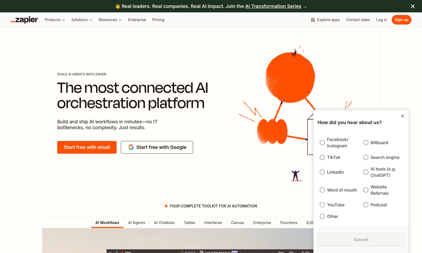 Zapier Zapier - Zapier oferece uma plataforma centrada em IA para