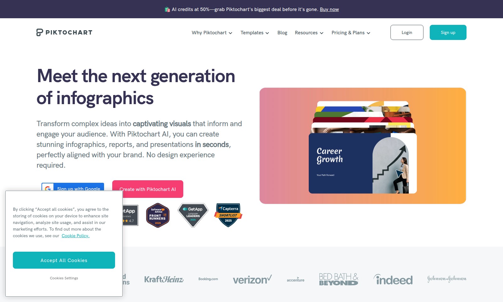Piktochart Piktochart - 픽토차트 AI는 디자인 경험 없이 인포그래픽, 프레젠테이션 및 소셜 미디어 그래픽을 위한