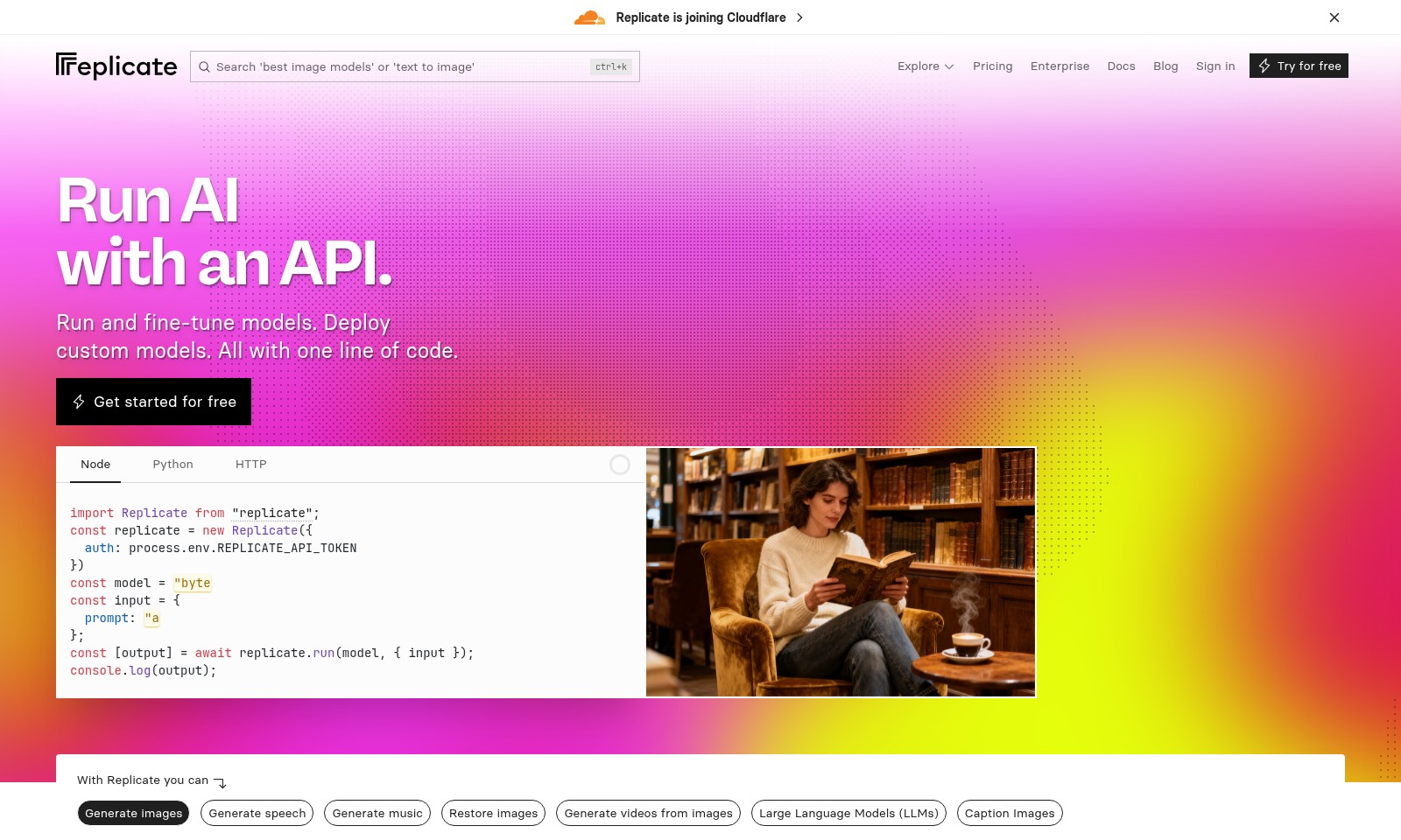Replicate Replicate - Explore thousands of community-contributed AI mode