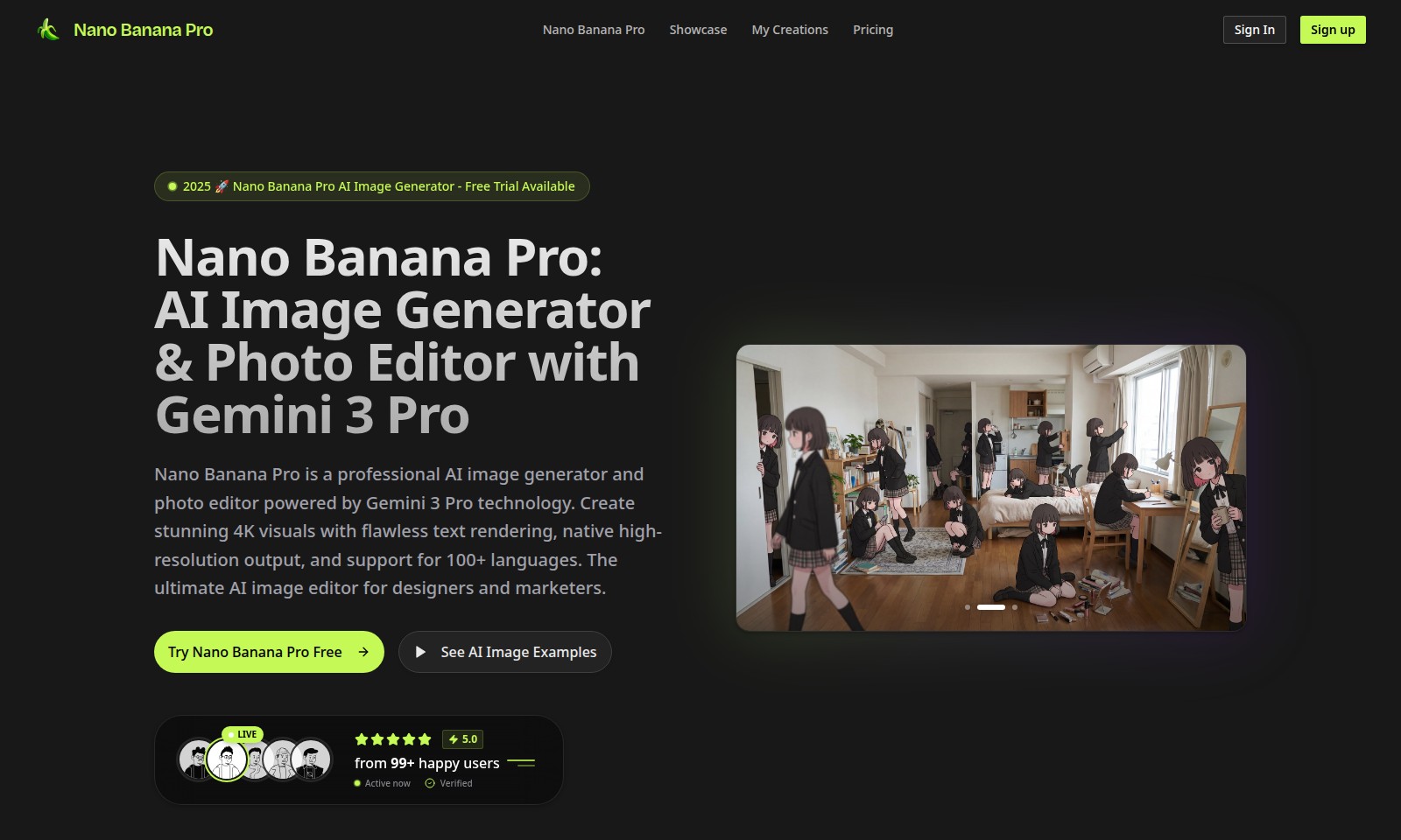 Nano Banana Pro Nano Banana Pro - Nano Banana Pro는 고급 AI 이미지 생성 및 편집 도구를 제공하며, 여러 언어