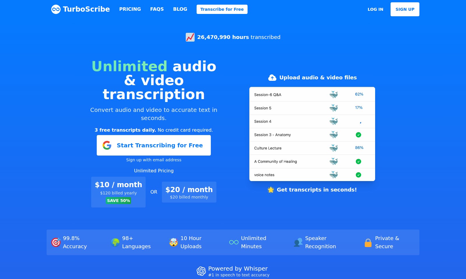 TurboScribe TurboScribe - TurboScribe ofrece transcripción ilimitada de audi