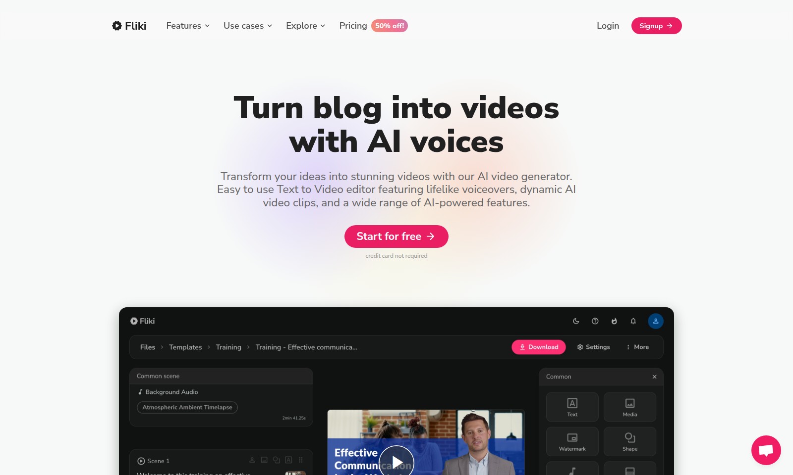Fliki Fliki - Fliki는 텍스트, 블로그 및 프레젠테이션을 매력적인 비디오로 변환하는 AI 기반 비디오
