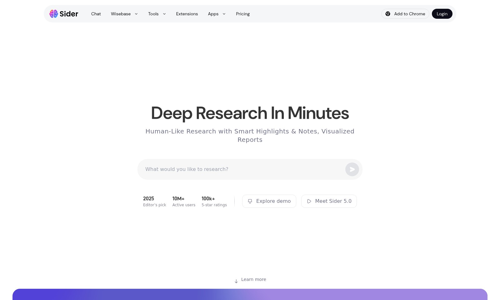 Sider Sider - Wisebase는 효율적인 연구를 위한 AI 기반 도구를 제공하여 사용자가 주요 정보를 강