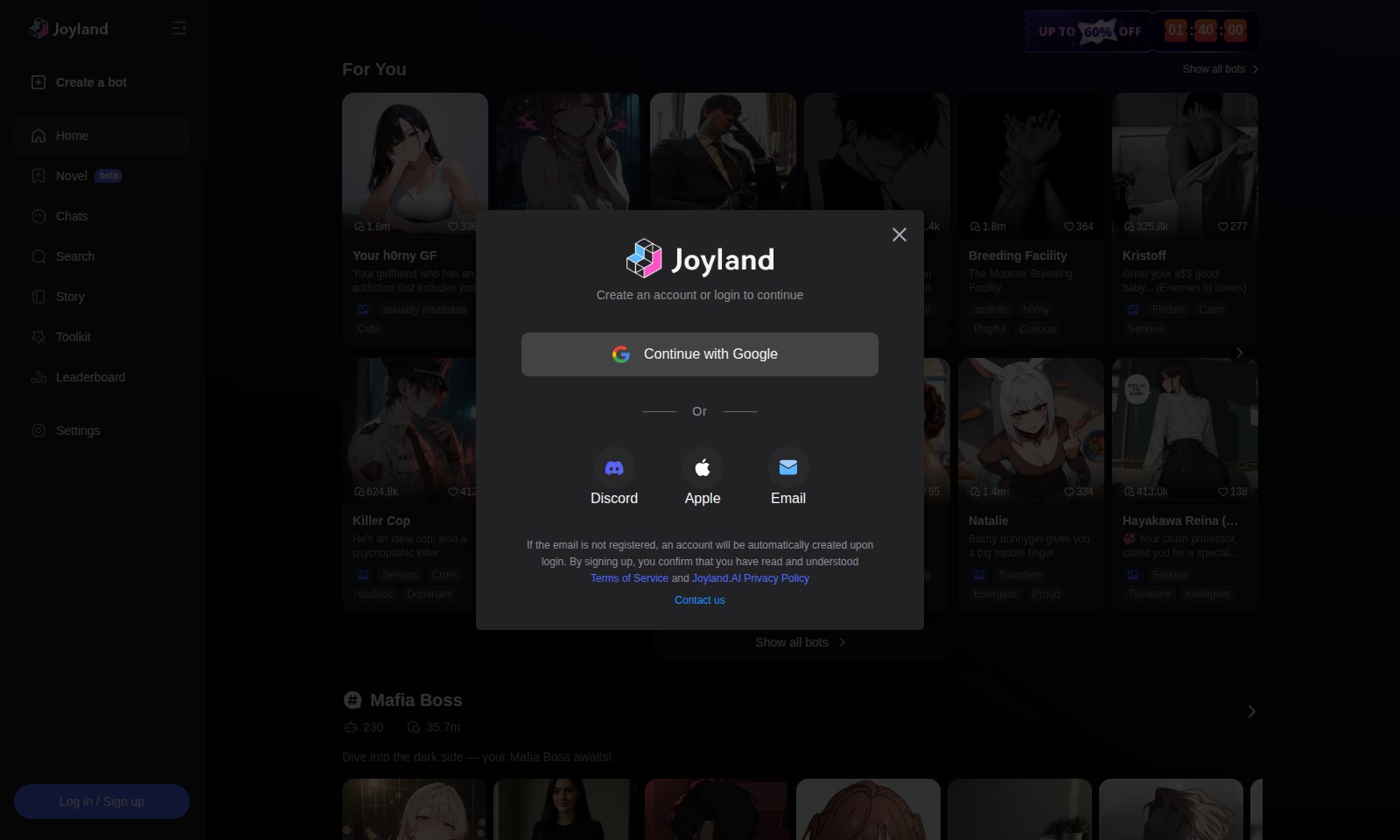 Joyland AI Joyland AI - Trang web này cung cấp một loạt các bot nhân vật c