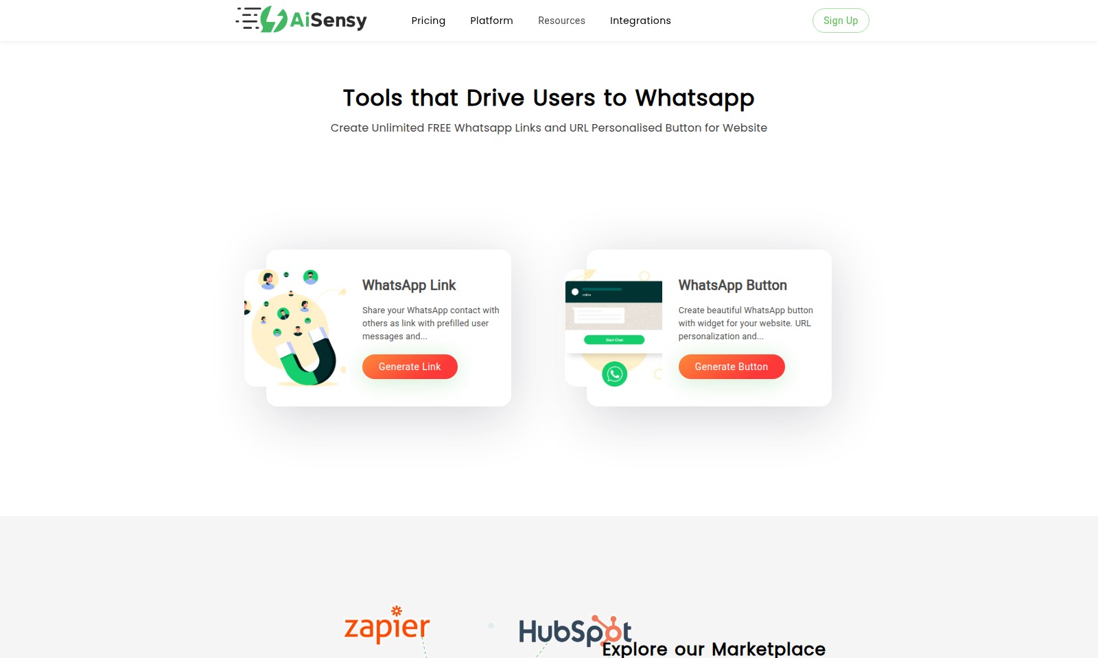AiSensy AiSensy - Explore ferramentas para gerar links e botões do W