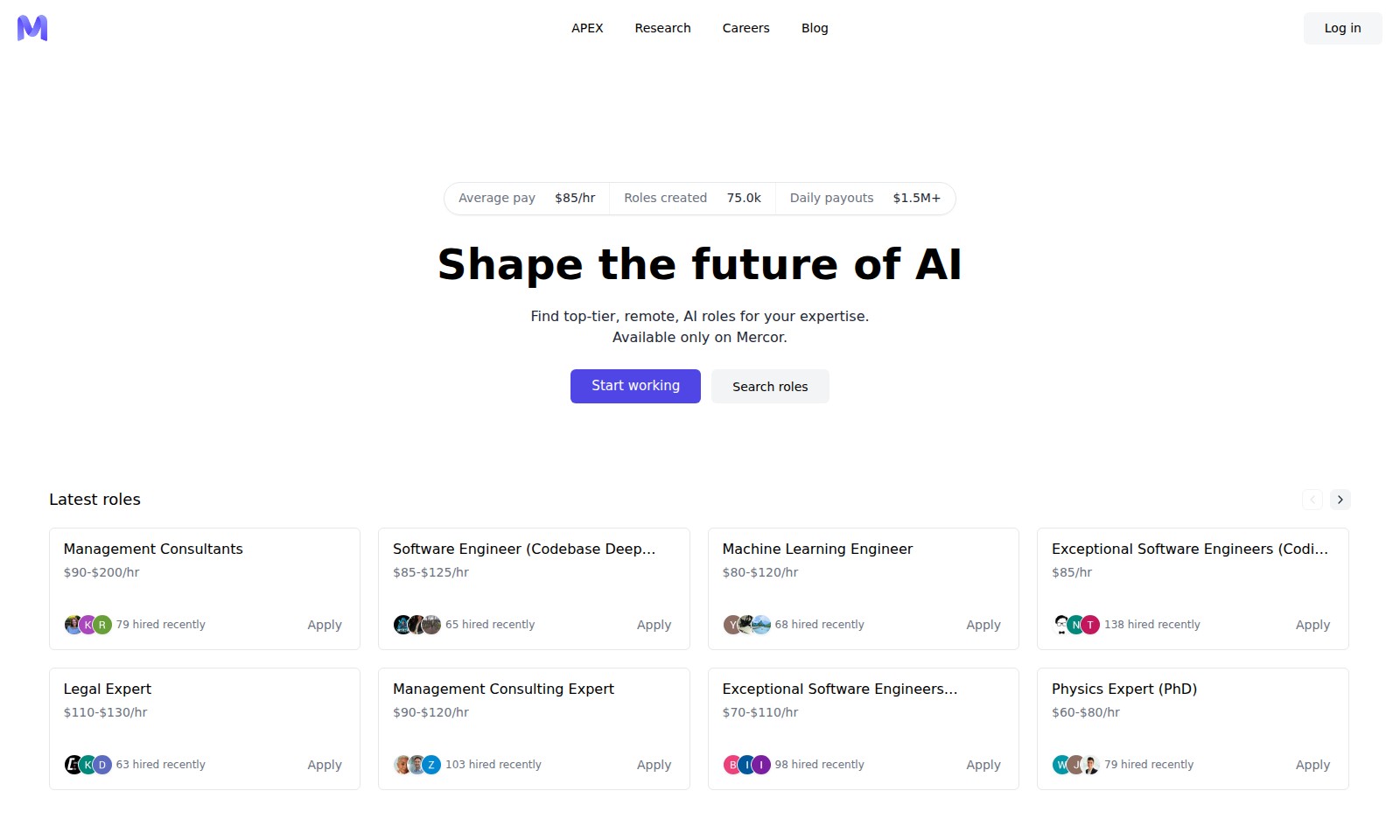 Mercor Mercor - あなたのスキルに応じた高給のリモートAIポジションを見つけましょう。ソフトウェアエンジニアから法律専