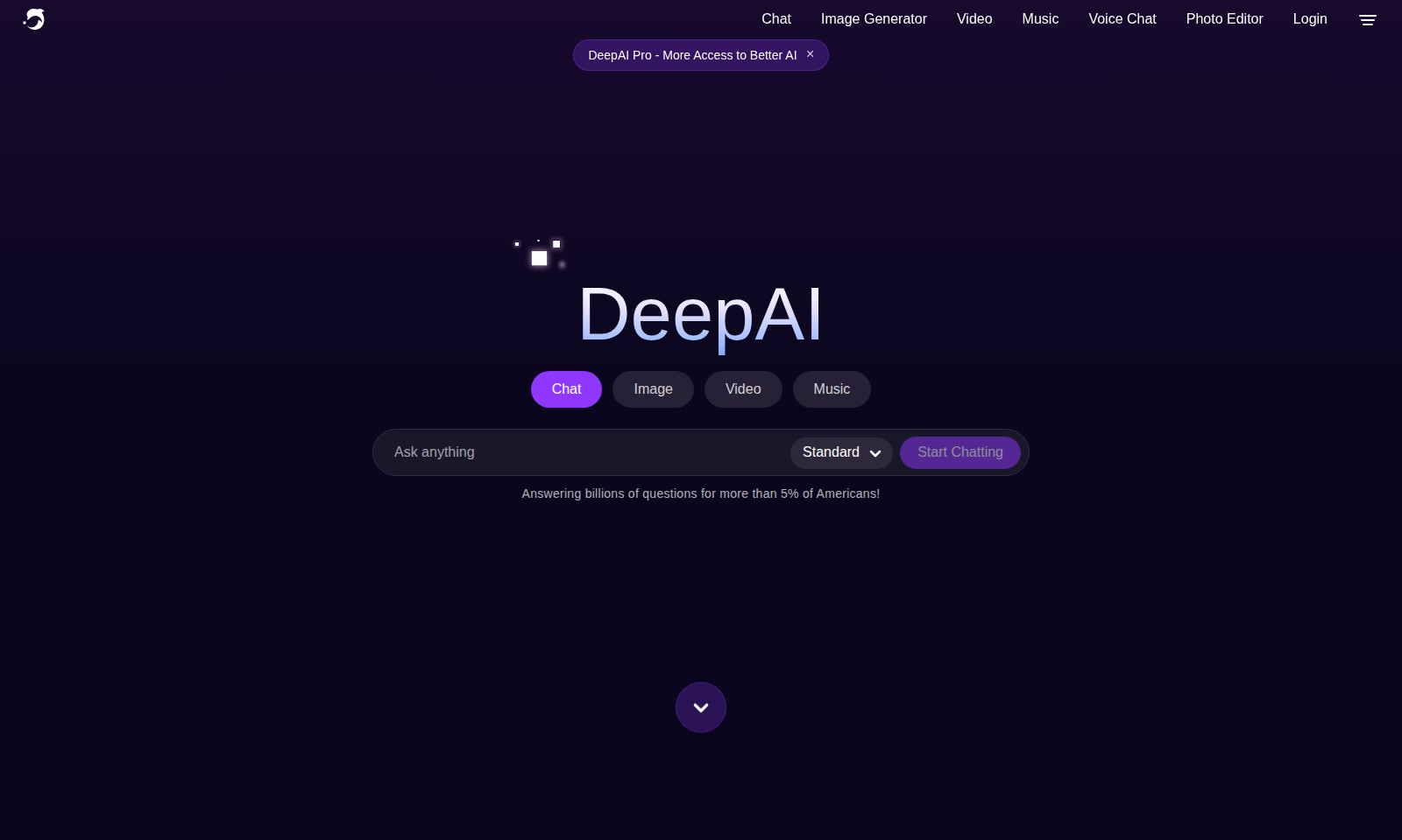 DeepAI DeepAI - DeepAI offers a range of AI tools for image, video