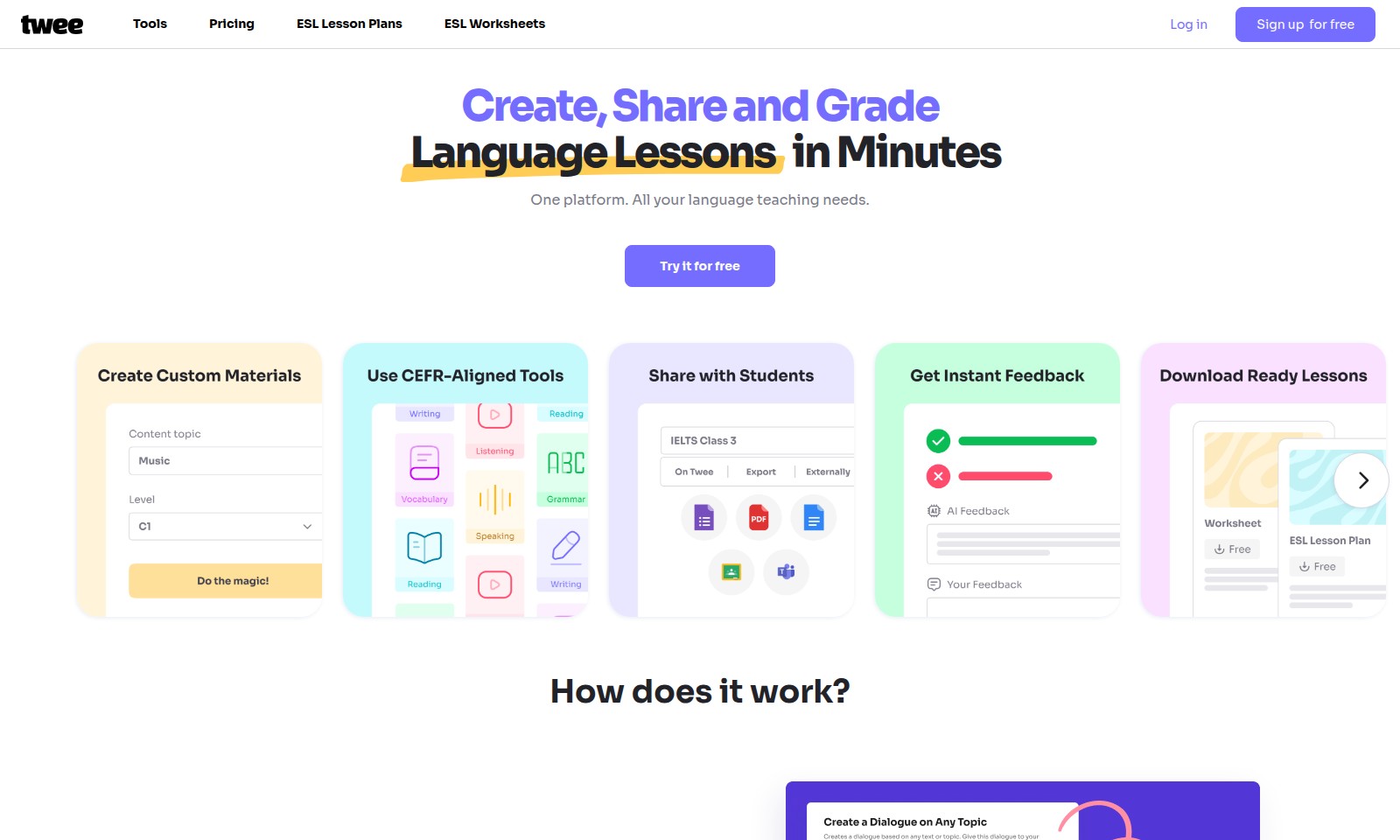 Twee Twee - Twee 利用人工智能工具简化语言课程的课程规划,创建量身定制的练习、评估和管理,全部符合 CEFR