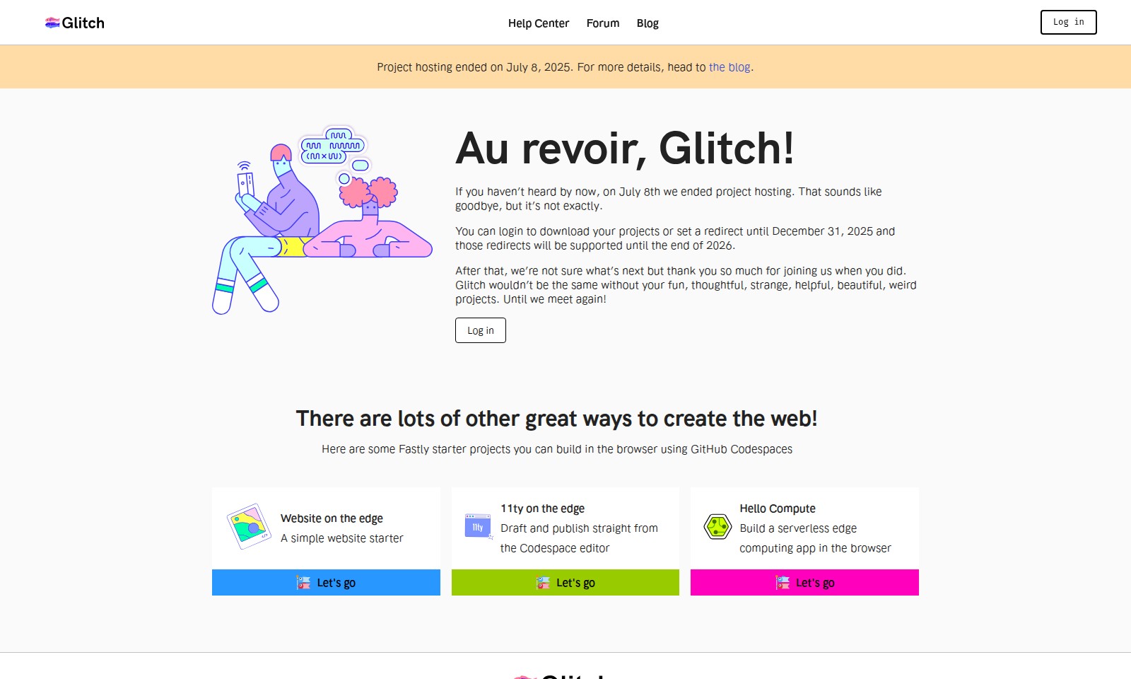 Glitch Glitch - Glitch a officiellement mis fin à l'hébergement de