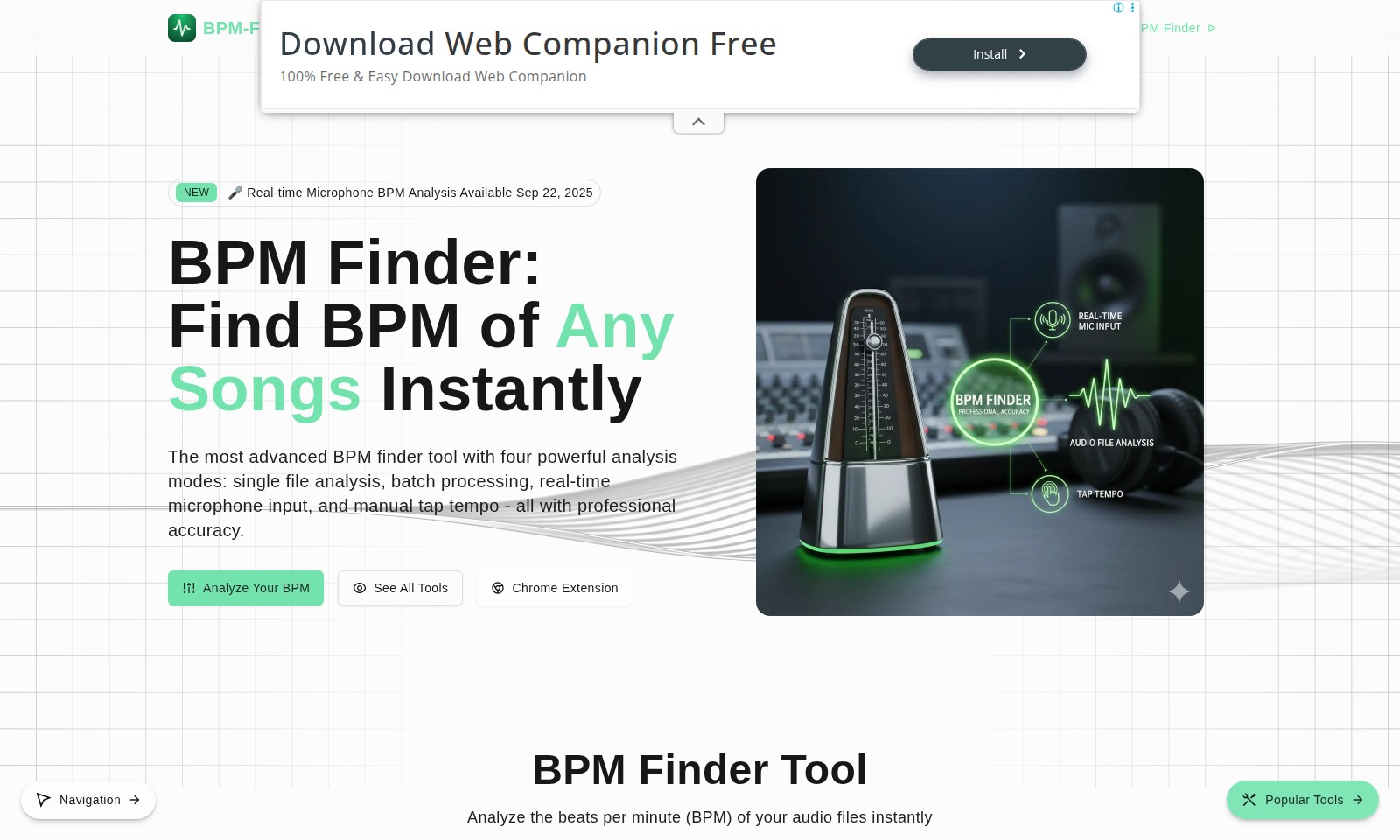BPM Finder BPM Finder - BPM Finder offers real-time microphone analysis, b