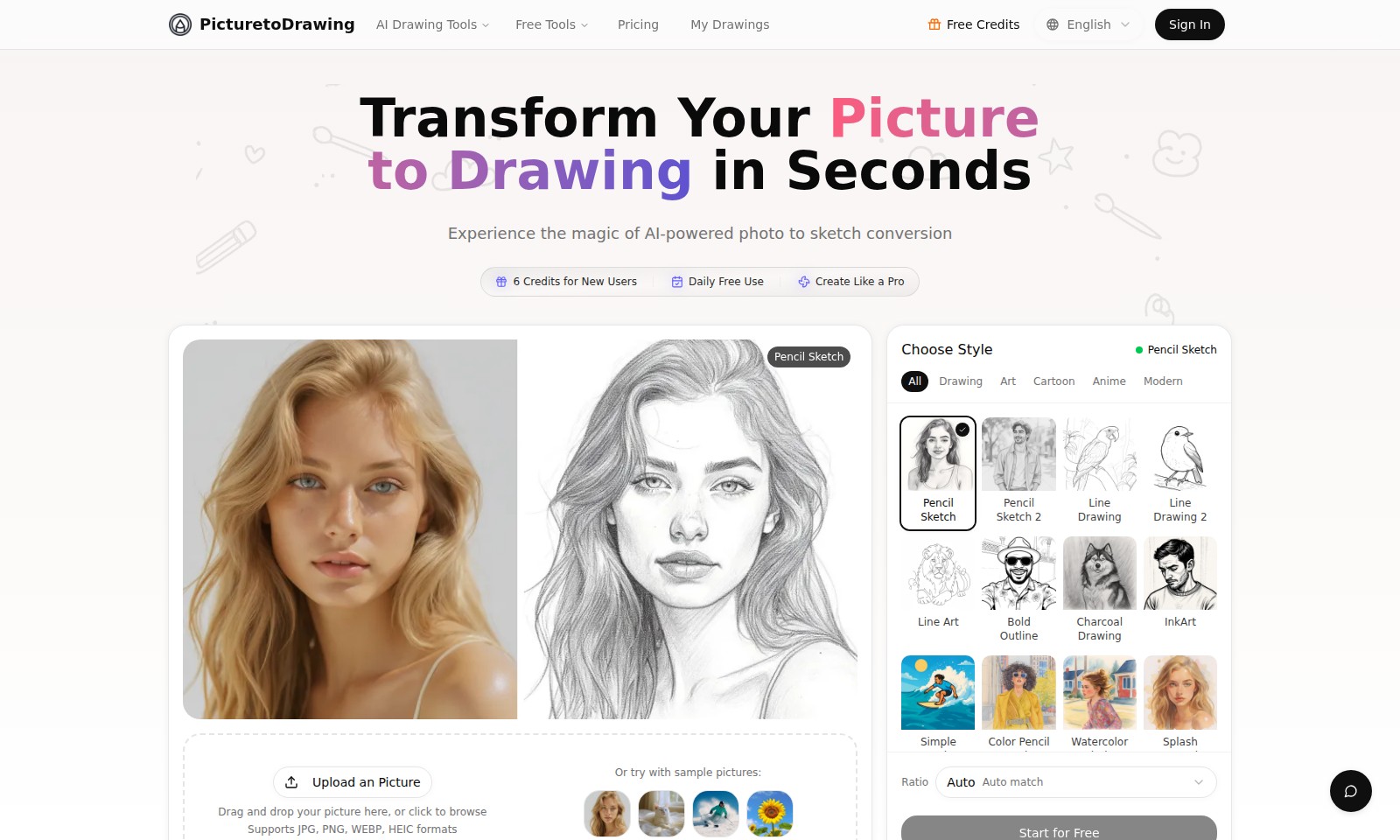 Picture to Drawing Picture to Drawing - Erleben Sie professionelle Bild-zu-Zeichnung-Trans