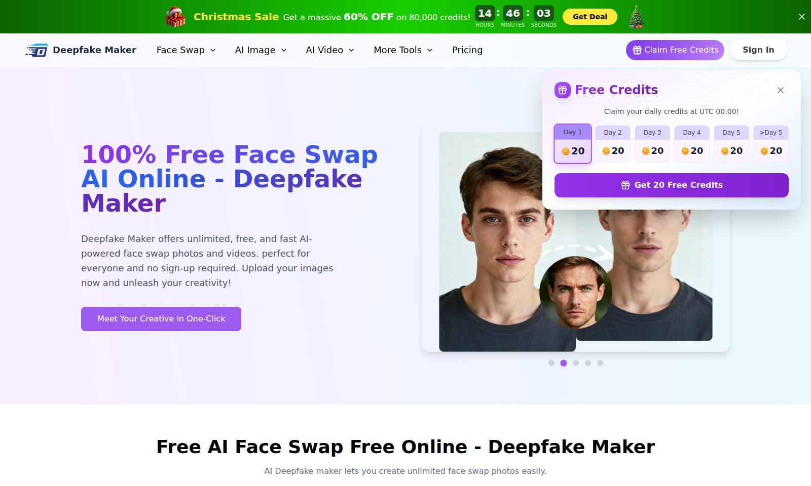 Deepfake Maker Deepfake Maker - 딥페이크 메이커가 크리스마스 세일을 진행합니다. 60% 할인과 함께 사용하기 쉬운 무료 플