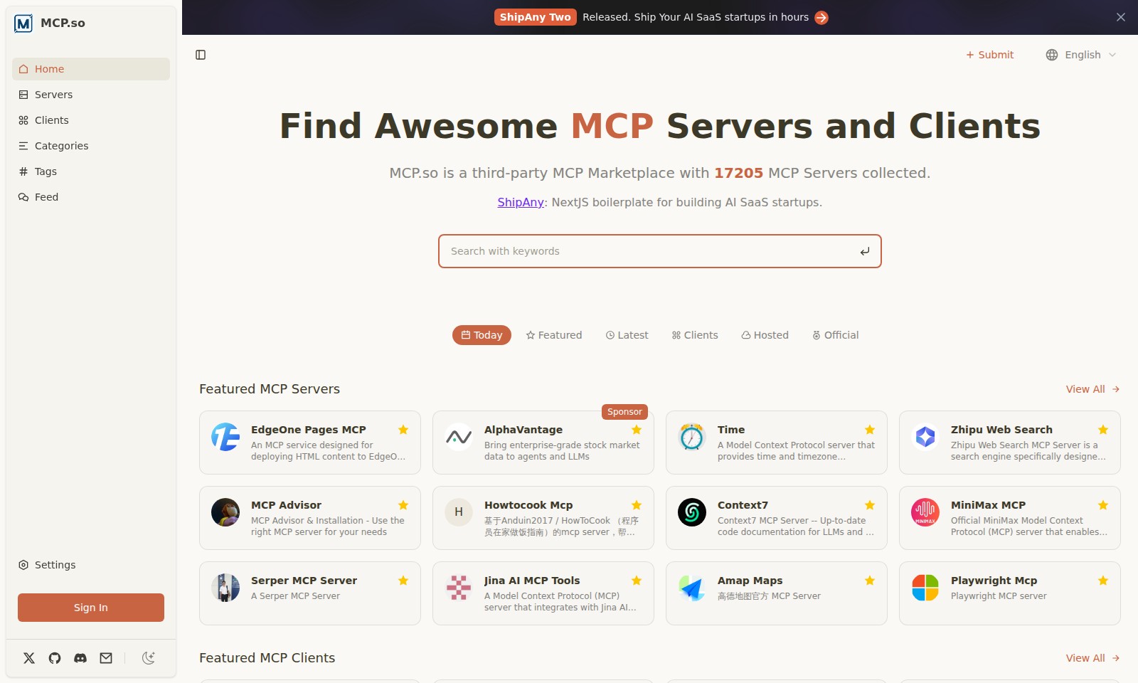 MCP Servers MCP Servers - MCP는 AI 솔루션의 신속한 배포를 가능하게 하는 MCP 서버와 클라이언트에 접근하고 공