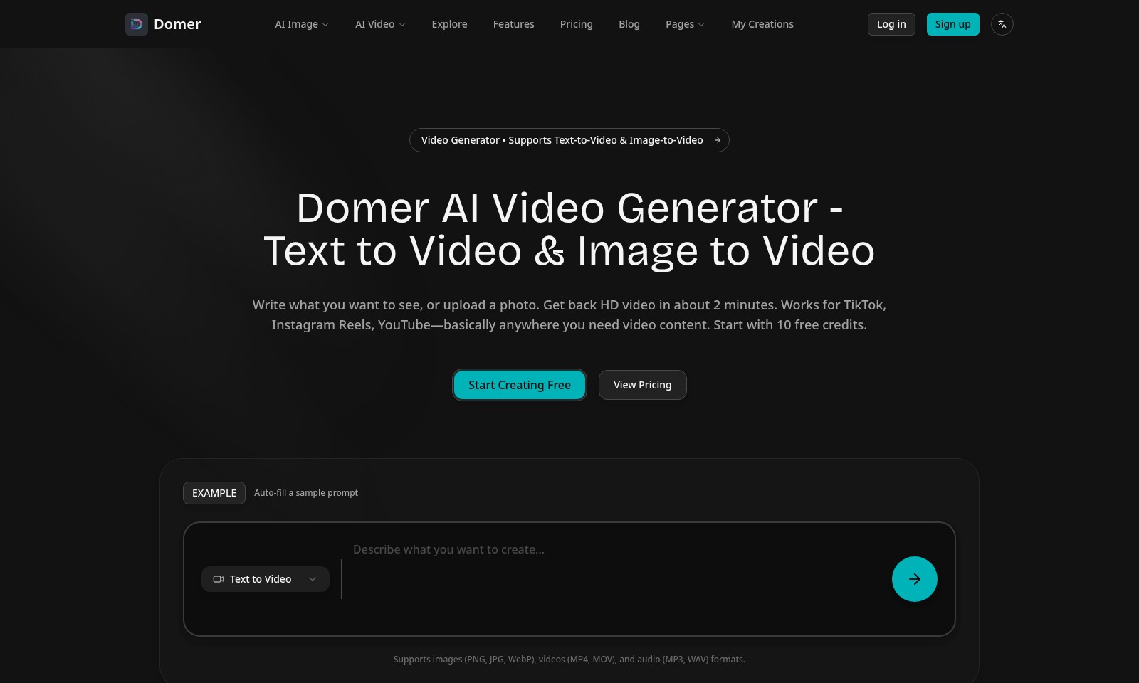 Domer Domer - Domer AI ermöglicht es Nutzern, hochwertige Videos