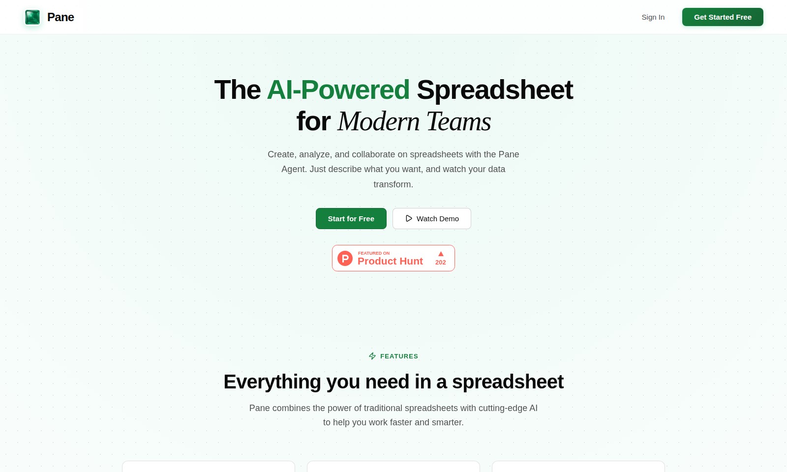 Pane Pane - Pane is an AI-enhanced spreadsheet tool that simpl
