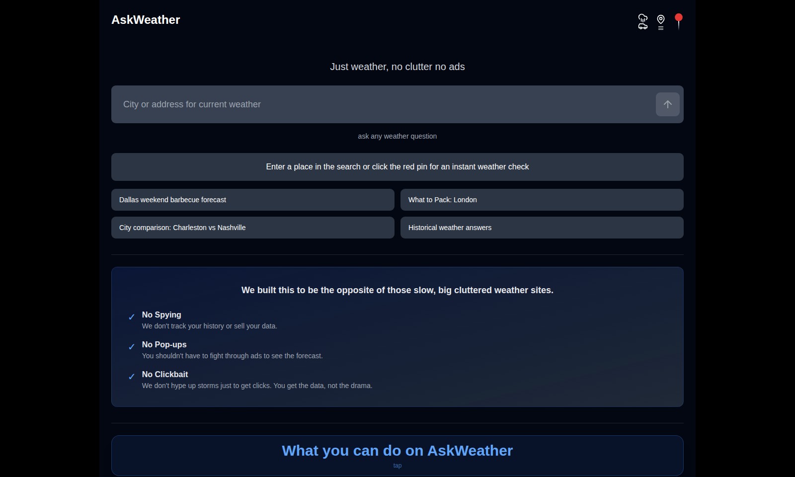 Ask Weather Ask Weather - AskWeather provides clear and concise weather info