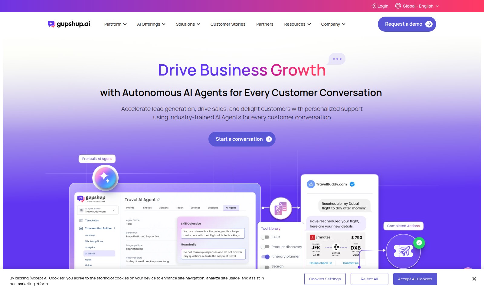Gupshup Gupshup - Gupshupは、顧客との対話を自動化する会話型AIプラットフォームを提供しており、インテリジェント