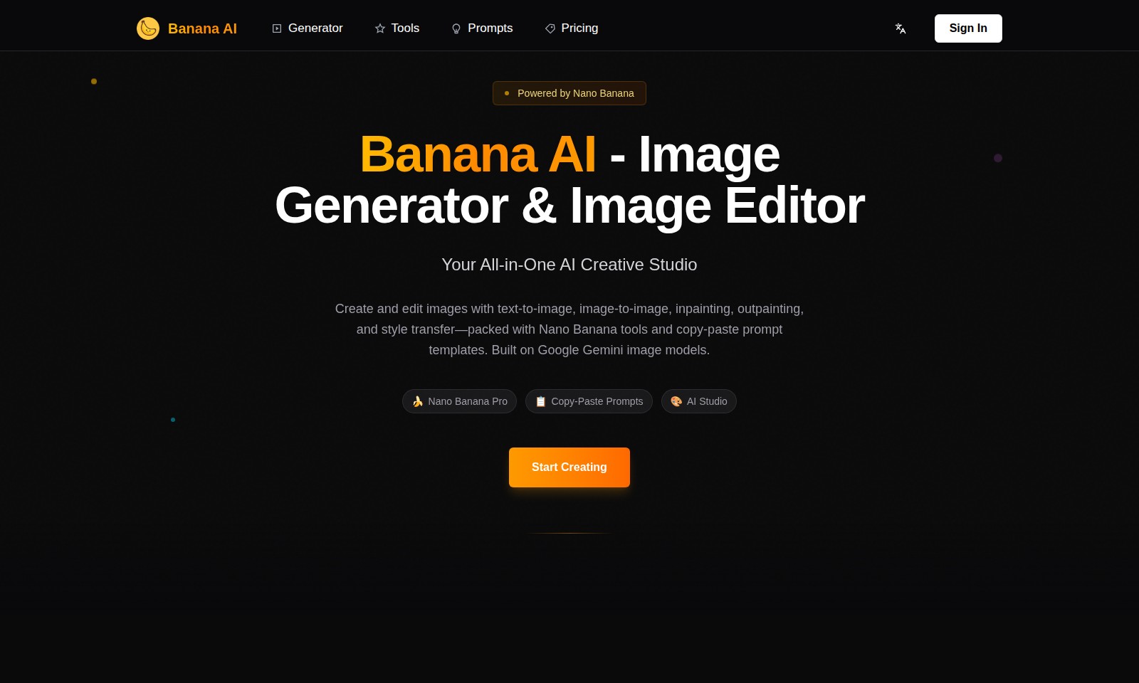 Banana AI Banana AI - 바나나 AI는 고급 AI 기술을 기반으로 강력한 이미지 생성 및 편집 도구를 제공하여 빠른