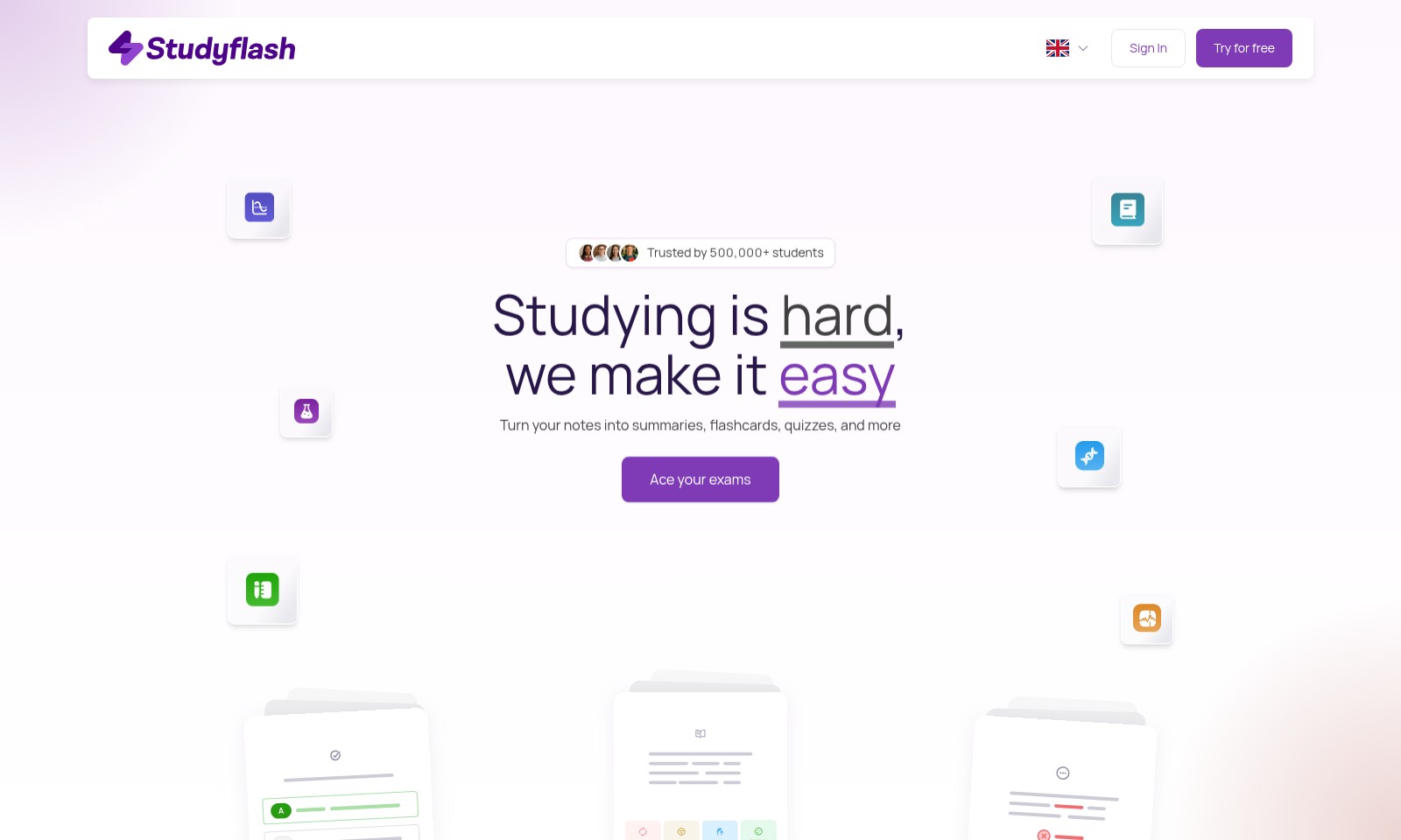 Studyflash Studyflash - Studyflash bietet KI-gesteuerte Tools zur einfache