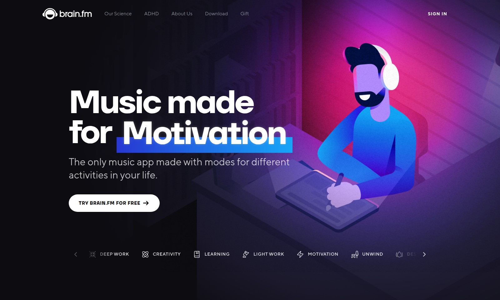Brain.fm Brain.fm - Brain.fm offers science-backed music designed to e