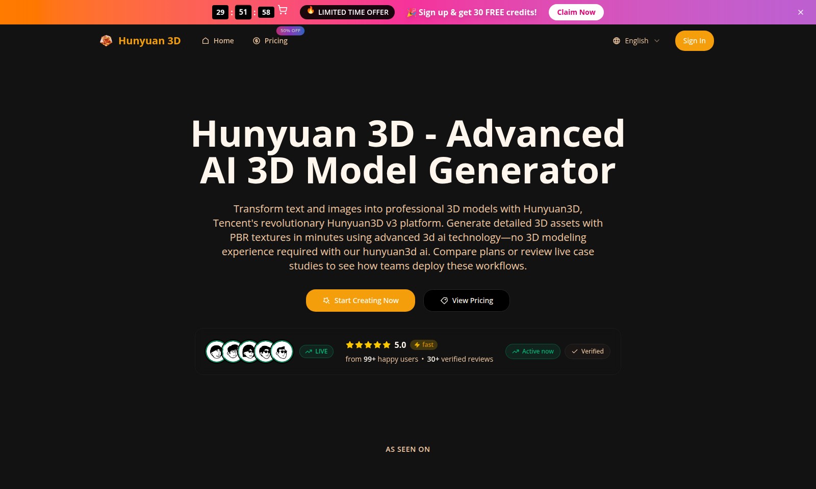 Hunyuan 3D Hunyuan 3D - 使用Hunyuan 3D的尖端AI技术,快速轻松地将您的创意想法转化为专业的3D资产。