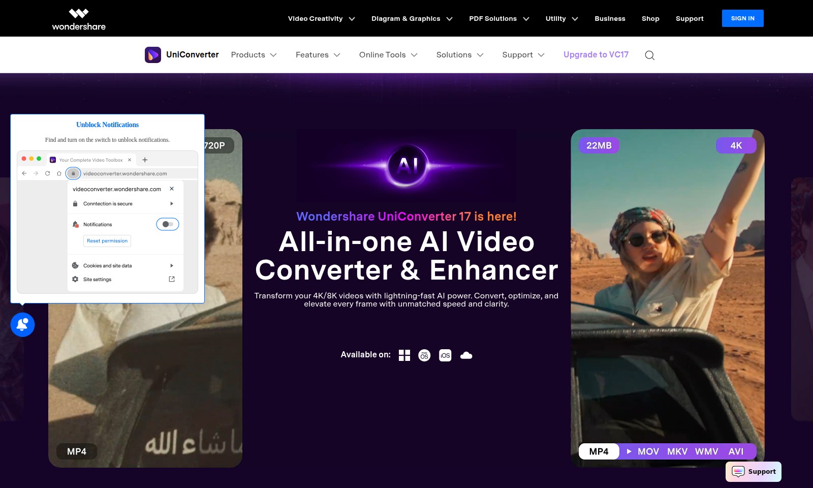 Wondershare UniConverter Wondershare UniConverter - Experimente a ferramenta definitiva de edição e co