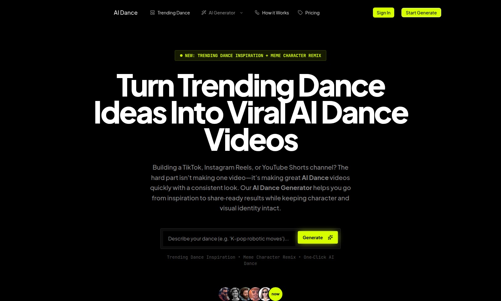 AI Dance Generator AI Dance Generator - AIダンスジェネレーターは、ユーザーが画像をアップロードし、ソーシャルメディア用の魅力的なクリップを