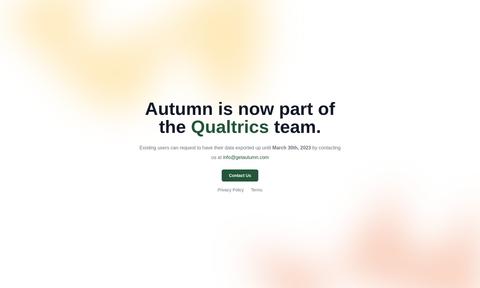 Autumn Autumn - L'automne fait désormais partie de Qualtrics. Les